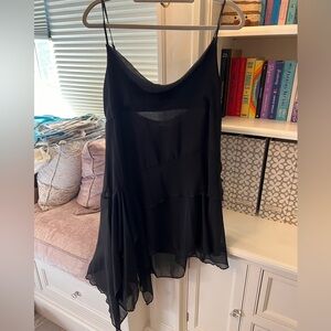 Black asymmetrical ruffle dress